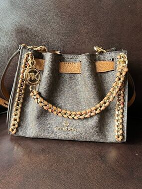 Michael Kors Mercer Small Signature MK Satchel Chain Handle Bag Crossbody Purse